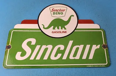 Vintage Sinclair Porcelain Sign - Dinosaur Motor Oil Porcelain Gas Pump Sign • $144.47