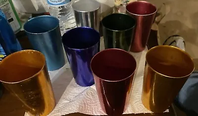 Lot Of (8) Vintage Bascal Aluminum Metal Cups Tumblers Colorful Retro • $18.85