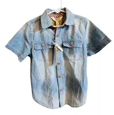 NWT Matilda Jane Home For Dinner Boys Size 4 Chambray Denim Dot Shirt • $27