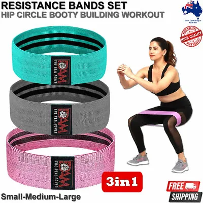 $17.98 • Buy Resistance Booty Bands Fabric Hip Circle Workout Exercise Loop Guide Yoga Bands