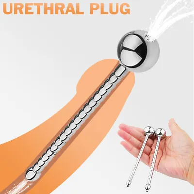 Men Stainless Steel Dilator Sounding Metal Urethral Stretching Penis Hollow Plug • $7.37