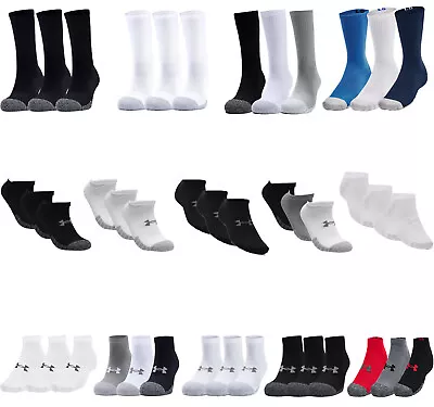 Under Armour Mens Womens 3 Pairs Socks Crew Ankle Golf Trainer Socks HeatGear • £10.50