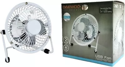 £11.99 • Buy 2x Daewoo Mini USB Desk Fan Quiet Personal Cooler USB Powered Portable Table Fan