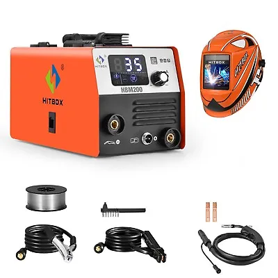 HITBOX Gasless Mig Welder 110V IGBT MMA 200amp Inverter ARC Mig Welder & Helmet • $54.99