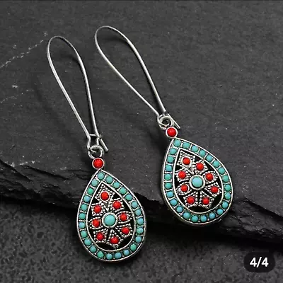 Fashion Vintage Boho Style Dangle Earrings With Turquoise Stone For Women • $4.99