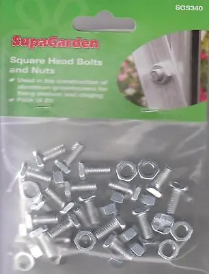 £3.65 • Buy Greenhouse Square Head Bolts & Nuts Pack Of 20 Greenhouse Shelf Staging Bolts