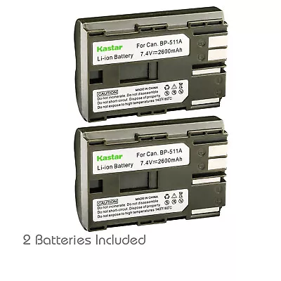 Kastar 2 Pack BP-511 BP-511A Battery For Canon EOS 40D 50D 5D 20Da BP-512 BP522 • $13.99