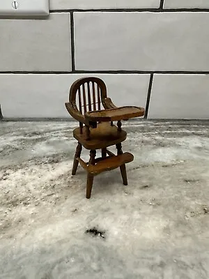 Dollhouse Miniature Vintage Wooden Highchair Baby Feeding Chair • $12