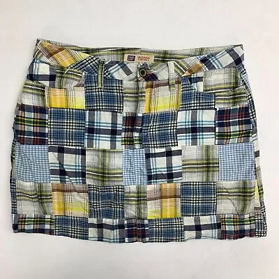 Faded Glory Madras Mini Skort Skirt Women's 6 Multicolor Plaid Patchwork Cotton • $18.95