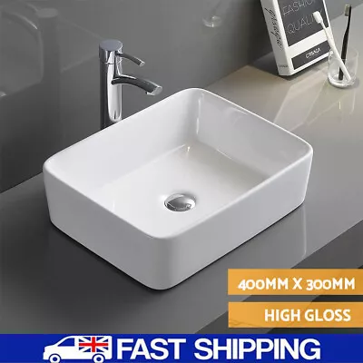 £0.99 • Buy Ceramic Sink Bathroom Cloakroom Wash Basin Rectangular Counter Top White NEW