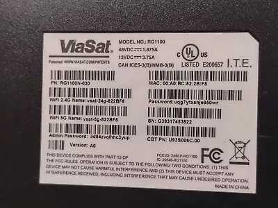 VIASAT RG1100N WIFI Gateway Router Without/ Power Supply PS • $34.88