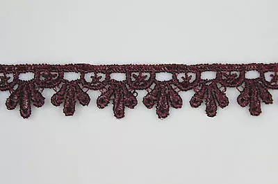 5/8  To 5 1/8  Wide Plum Eggplant Embroidery Venice Lace DIY Sewing Trim By Yard • $8.99