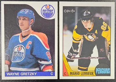 1985-86 Topps Wayne Gretzky #120 Nm & 1987-88 O-pee-chee Lemieux #15 Ex-nm+*ycc* • $11.50