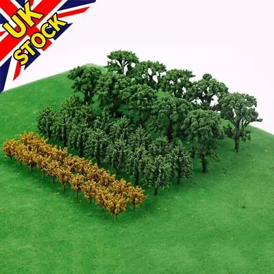 50pcs Miniature Trees Model Train Railroad Wargame Scenery Landscape Scale DIY • £11.38