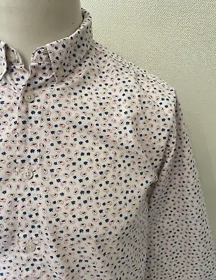 Merc London Shirt - Paisley & Floral Long Sleeve Cotton MOD Shirt - Size Medium • £10.99