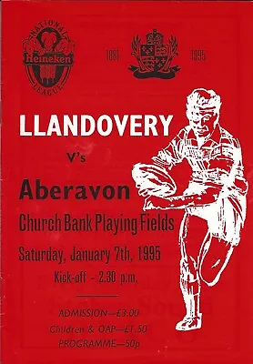 Llandovery v Aberavon 7 Jan 1995 RUGBY PROGRAMME • £4.99