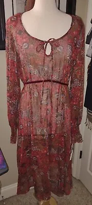 R & M Richards Woman *Vintage* Sanguine Scarlet Paisley Granny Dress Size 14 NWT • $17.95
