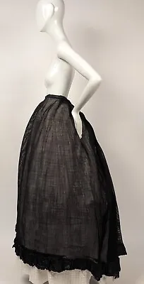 Victorian 19th C Black Fishnet Bustle Skirt W Silk Trimmed Bottom • $214.14