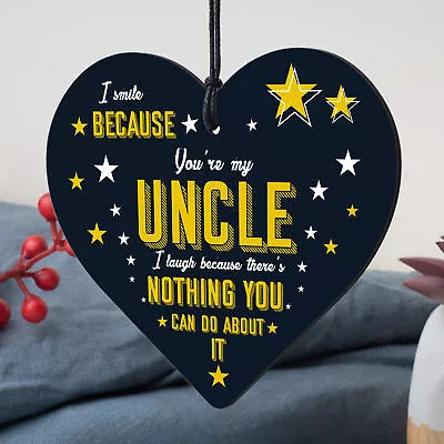 Uncle Birthday Gifts Presents Wooden Heart Plaque Keepsake Christmas Uncle Gifts • £3.95