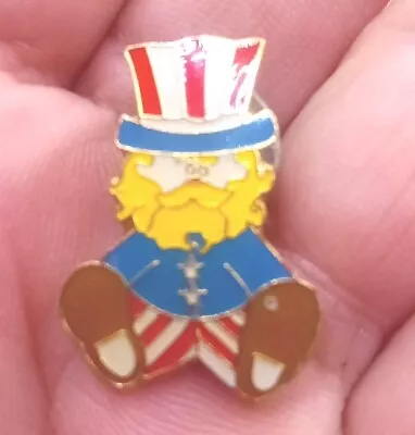 Pin Gold Tone Vintage Uncle Sam USA Brooch Tieback Silver Gift Box & Bag • $5