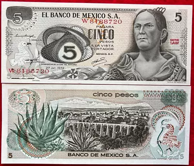 Mexico Banknote 5 Pesos La Corregidora Queretaro Billete UNC Mix Year Banknote • $3.98