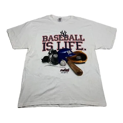 Vintage 2000 New York Yankees ‘Baseball Is Life’ Shirt Sz L Big Ball Sports MLB • $29.99