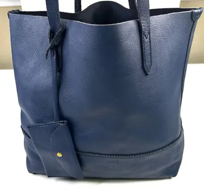 J.Crew Downing Blue Pebbled Leather Tote Handbag Purse With Coin Purse A4399 • $49.99