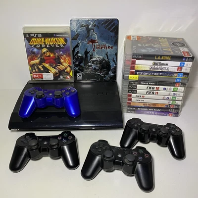 $259.99 • Buy Sony PlayStation 3 PS3 Slim Console With 15 Games, 4 Controllers, All Cables VGC