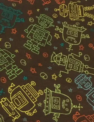 Robot Cotton Fabric 1 Yard+ Designed For Joann Fabrics New Washed   C2 • $6.99