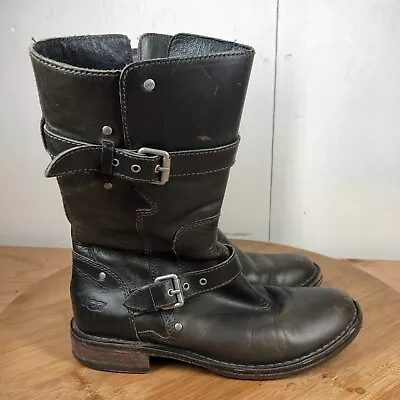 UGG Boots Womens 7.5 Gillespie Engineer Biker Buckles Riding Zip Up Leather • $39.97