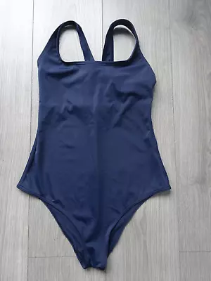 Bnwot - M&s Marks & Spencer Navy Blue Scoop Neck Swimming Costume Size 10 • £13.99