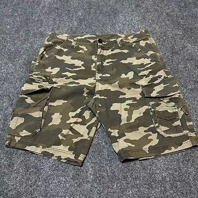 Sub Culture Shorts Mens 33 Green Camo Cotton Flat Front Mid Rise Cargo Pockets • $14.99