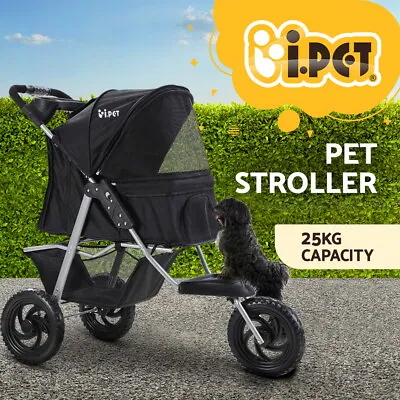 I.Pet Pet Dog Stroller Pram Large Cat Carrier Travel 3 Wheels Foldable Pushchair • $128.95