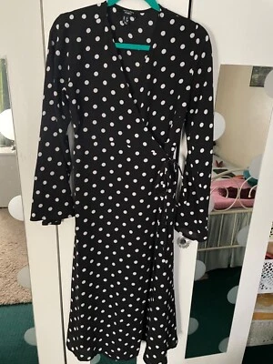 £4.49 • Buy New Look Maternity Black Polka Dot Wrap Dress Size 10