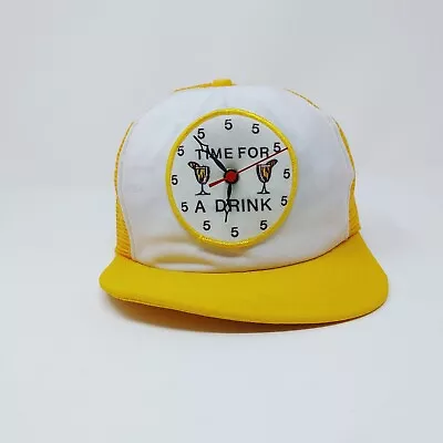 5 O'clock Time For A Drink Vintage Novelty Snapback Hat W/ Working Clock • $27.99