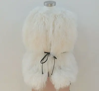 Ugg Cream Abbey Mongolian Shearling Fluffy Sheepskin Vest Women's Medium ~ Nwt • $349.95