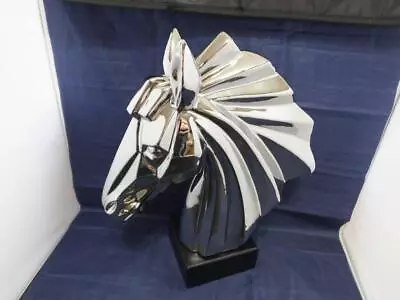 Silver Ceramics Horses Head Modern Abstract Home Decoration. • £59.96