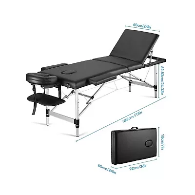 Careboda Portable Massage Table Professional Massage Bed 3 Fold 82 Inches Hei... • $125