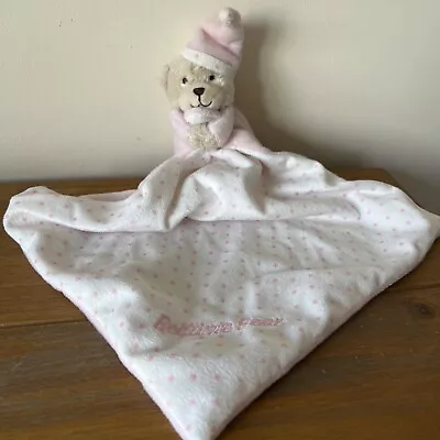 Mothercare Pink Small Stars Bedtime Bear Rattle Comforter Soft Toy Baby Blankie • £12