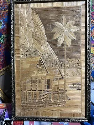 Wood Inlay Art Italy Picture Wall Hanging Marquetry 15 X11  Vintage Metal Frame • $24.99