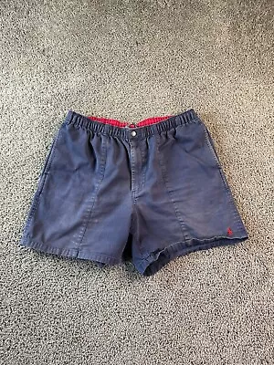 VINTAGE 90s Polo Ralph Lauren Shorts Mens Medium Blue Pony Above The Knee FLAW • $17.99