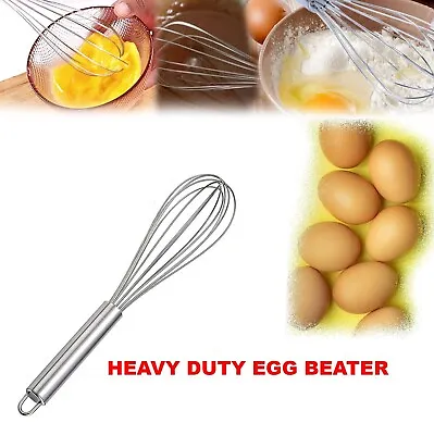 Stainless Steel Hand Whisk Mixer Balloon Egg Milk Beater Kitchen Cooking UK Tool • £3.59