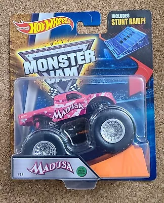 Hot Wheels Monster Jam Truck 2016 Madusa Special Edition 1/64 W/ Stunt Ramp • $19