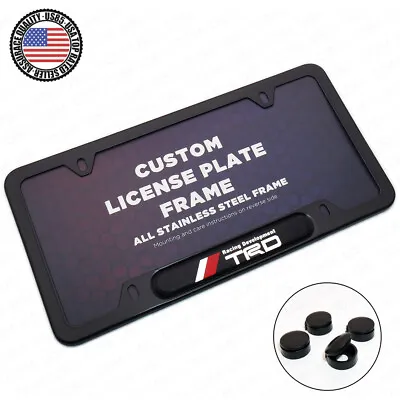 $19.99 • Buy Black Stainless Steel Front Rear TRD Sport Emblem License Plate Frame Cover Gift