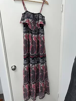 Roxy Maxi Dress Boho Print Size S 8-10 Blue Red Pink Floral Beach Surf • $15