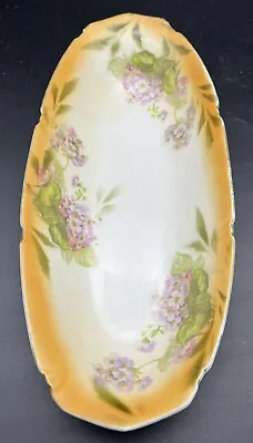 Vintage Hand Painted Oval Serving Dish Bowl Leuchtenburg Germany Purple Florals • $20