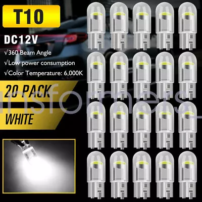 20x 6000K Super White T10 194 168 W5W 2825 LED License Plate Interior Light Bulb • $2.29