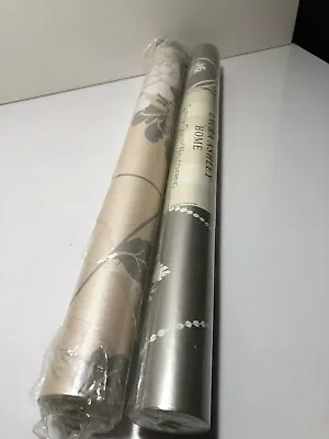 Laura Ashley  Josette  Metallic Ink Wallpaper Pewter & Toning Cream/Pewter Roll • £11.25