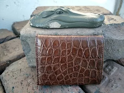 Wild Alligator Tri Fold Short Wallet Gator Swamp Skin Leather Hide Brn FB29 • $225