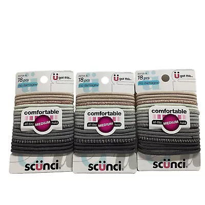 NEW (3 PACKs) Scunci Elastics No Damage All Day Medium Hold 18 Pc Hair Ties New • £9.62